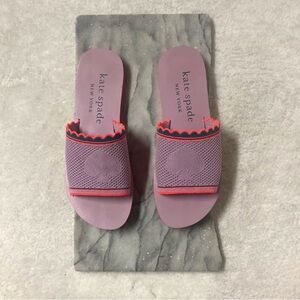 Kate Spade Festival Knit Slide Sandals Size 10 Lavender Neon Orange